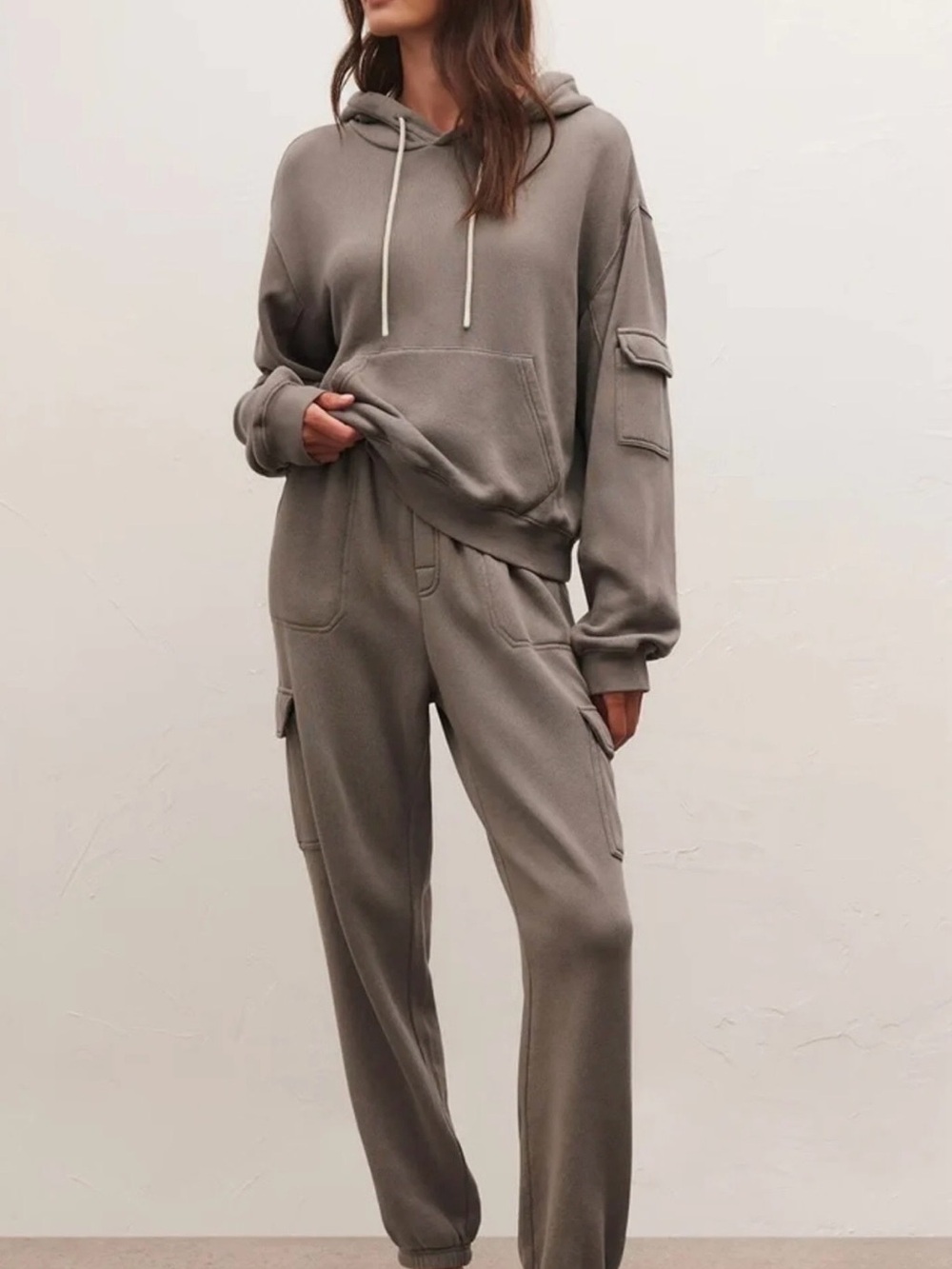 Z Supply Cargo hoodie- Taupe